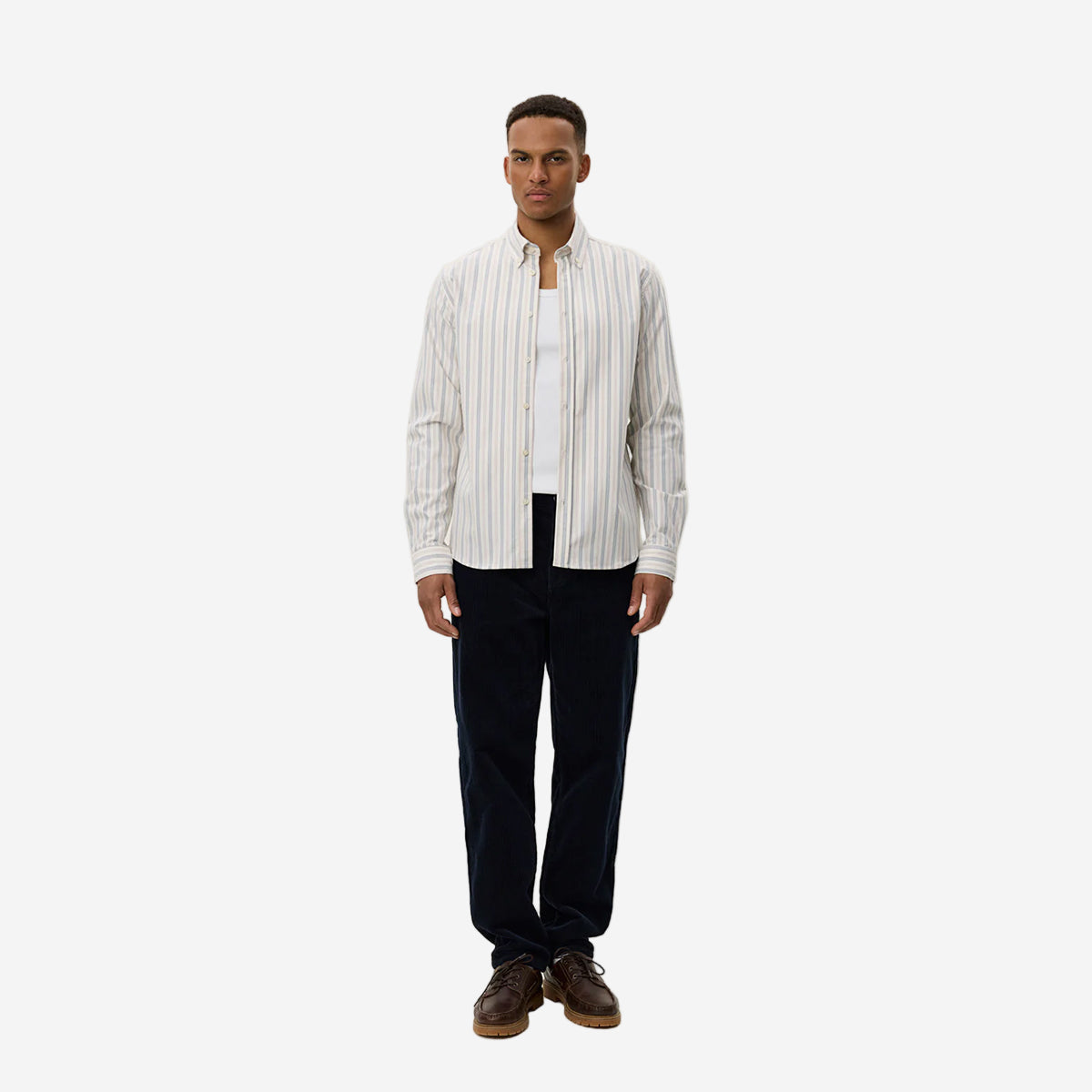 Konrad Striped Oxford Shirt - Light Ivory