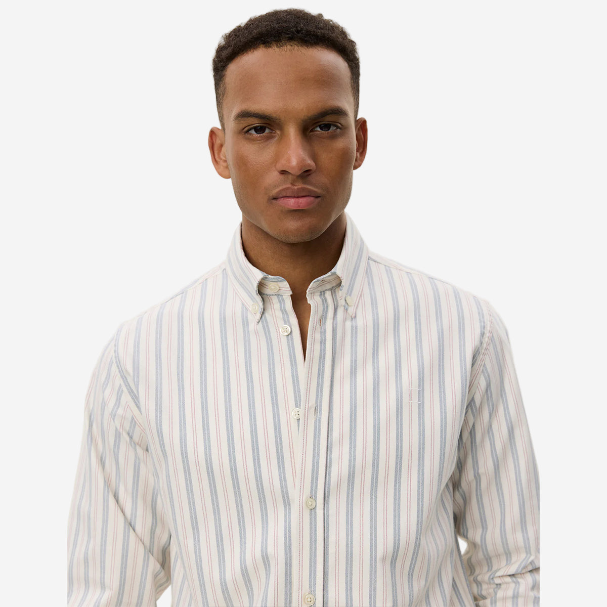 Konrad Striped Oxford Shirt - Light Ivory