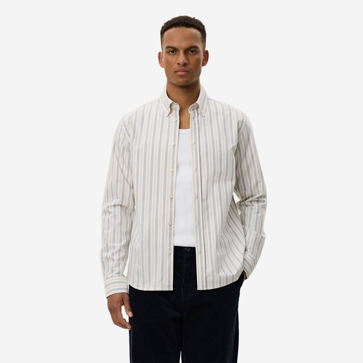 Konrad Striped Oxford Shirt - Light Ivory