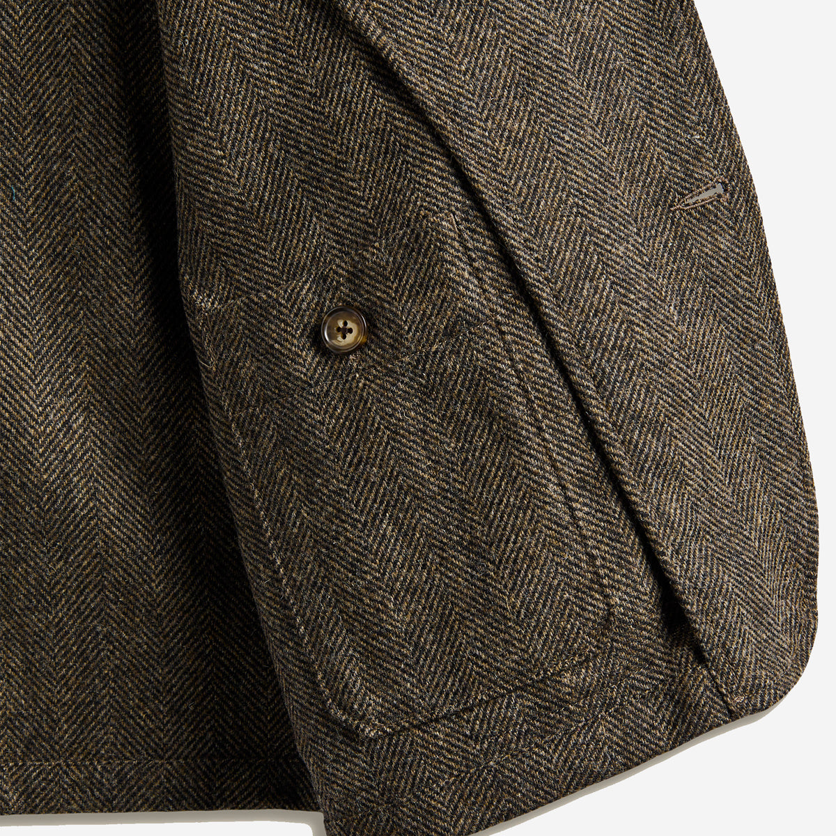 Labura Herringbone Wool Work Jacket - Brown