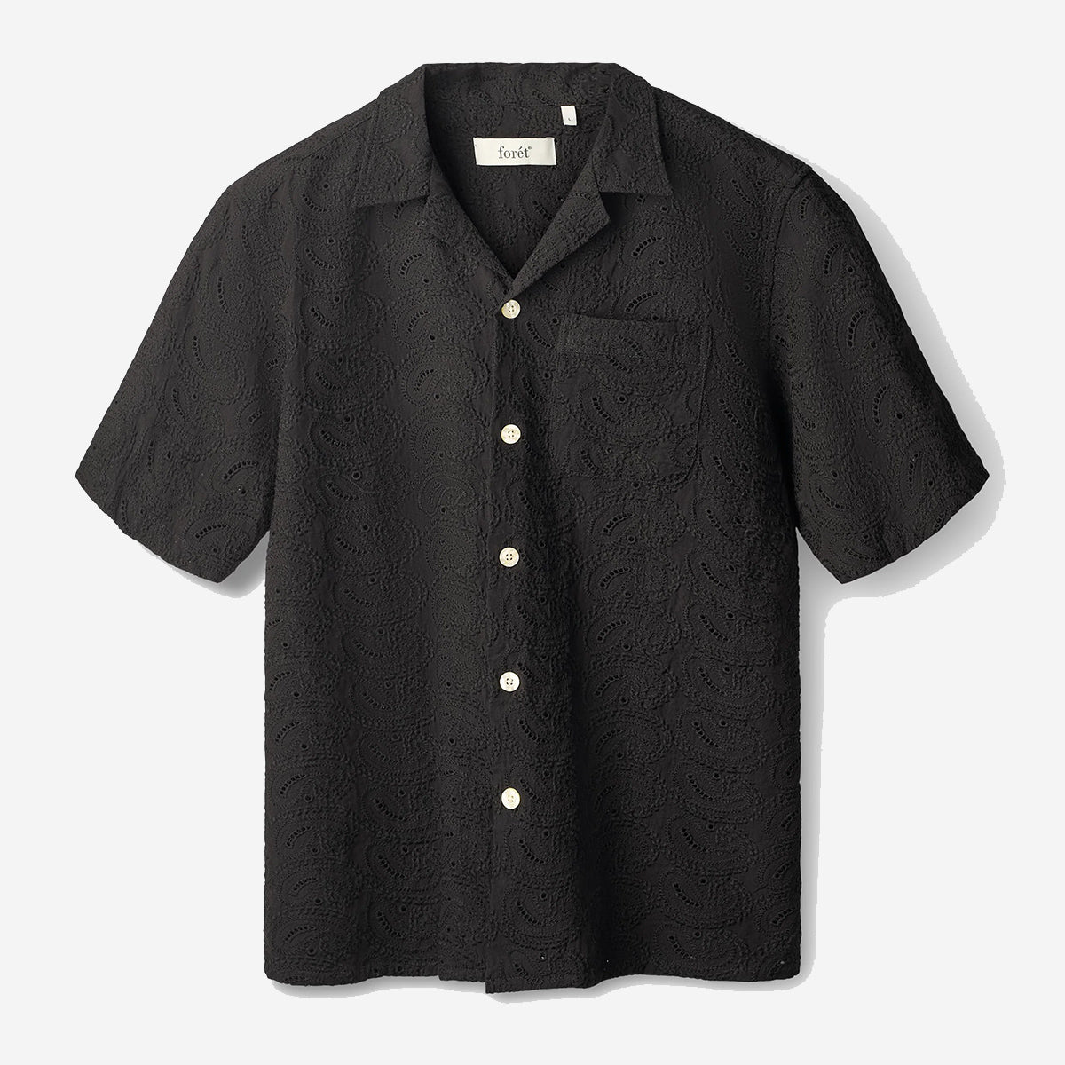Leo Paisley Jacquard Vacation S/S Shirt - Black