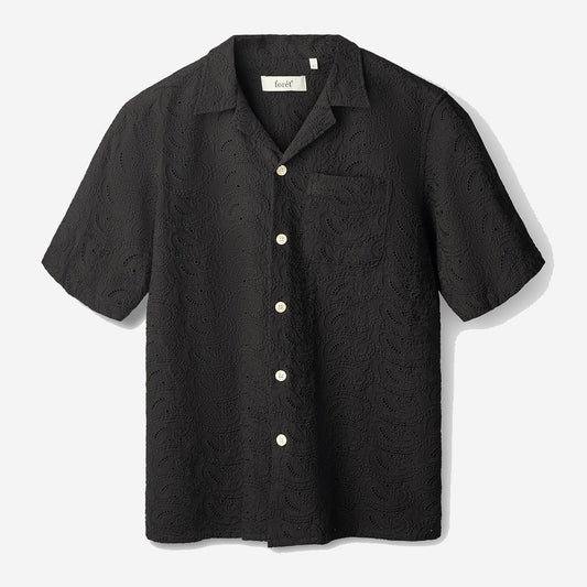 Leo Paisley Jacquard Vacation S/S Shirt - Black