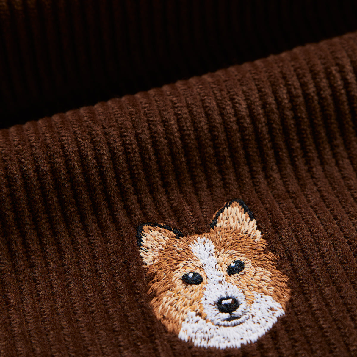 Lobo Embroidered Dogs Corduroy Shirt - Brown