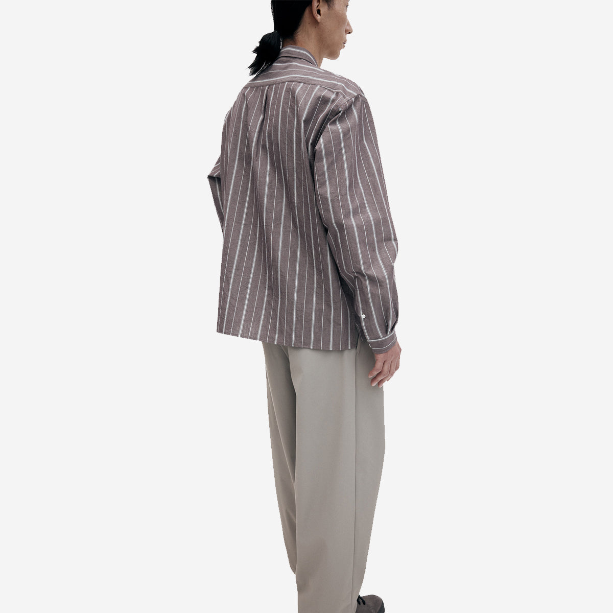 Relaxed Organic Cotton Stripe Shirt - Aubergine/Raw