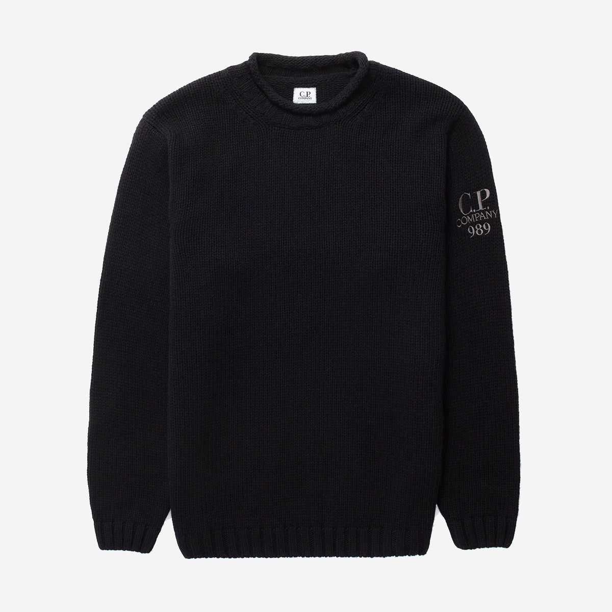 Lambswool GRS Boxy Mock Neck Knit Sweater Black