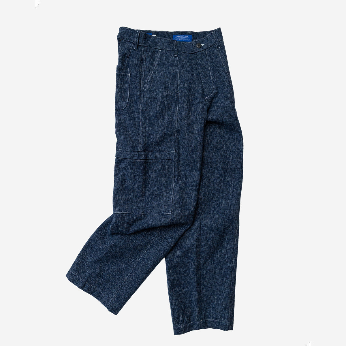 Tae Wide Cargo Cotton Tweed Pant - Navy