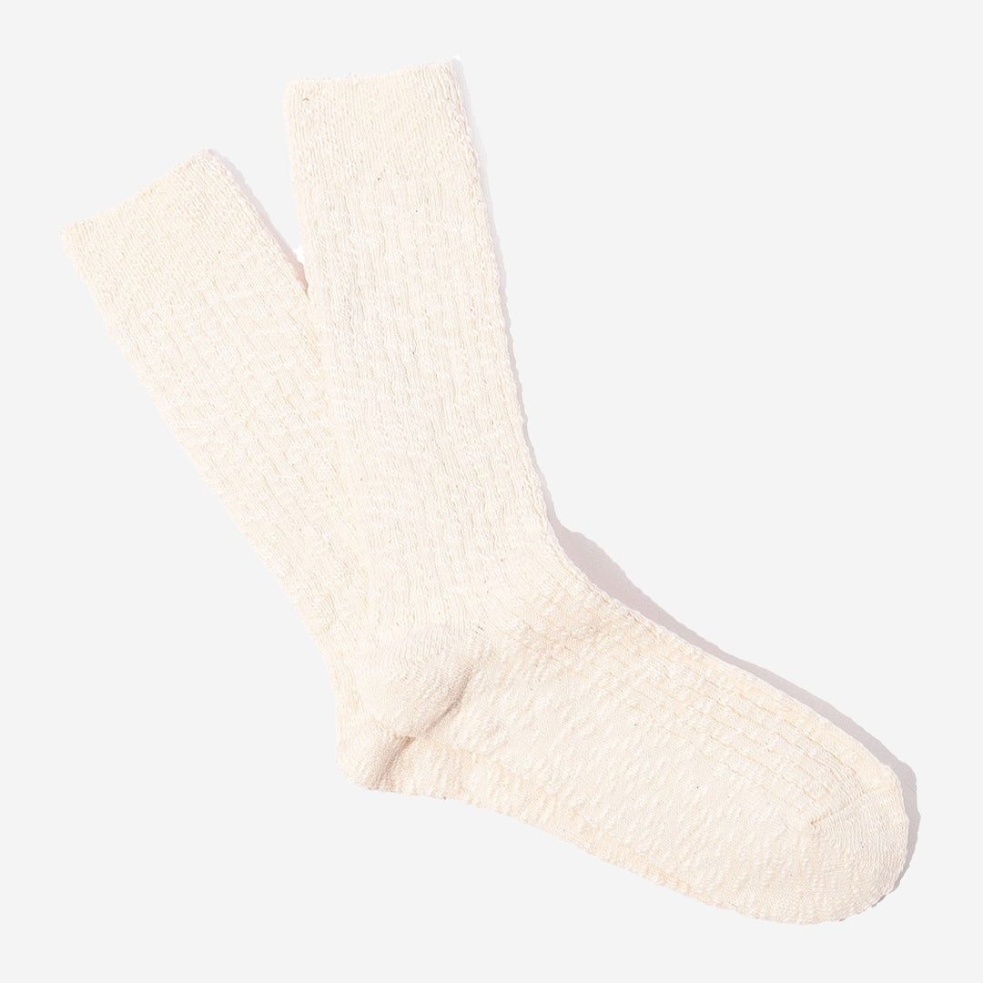 Lightweight Slub Crew Socks - Ivory
