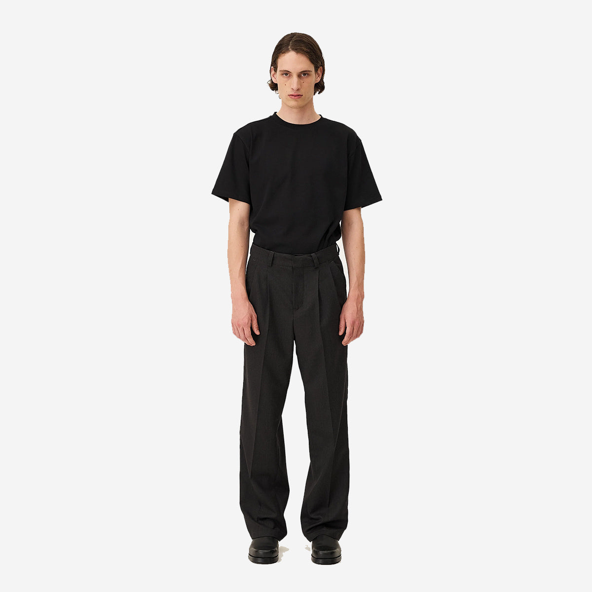 Lotten Loose Wool Pants - Anthracite