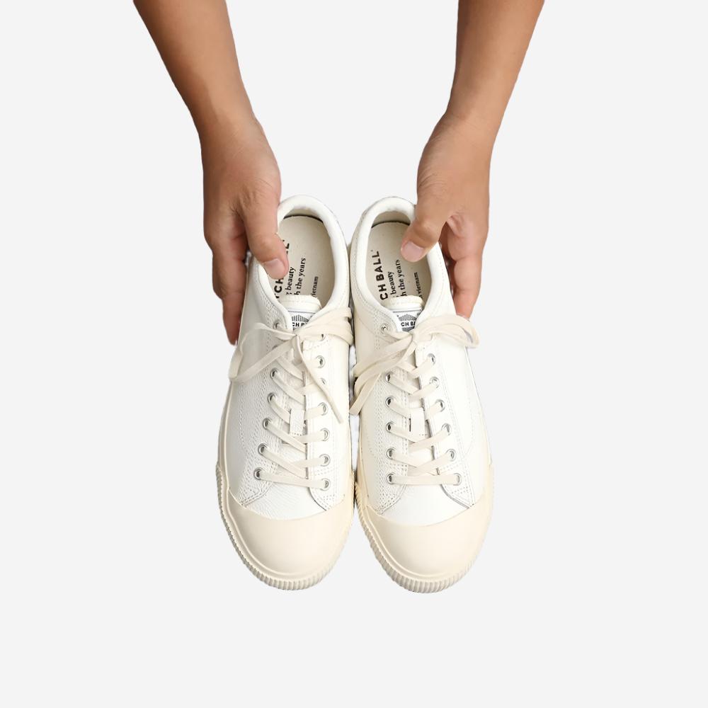 M-02 Leather Military Low Sneakers - White