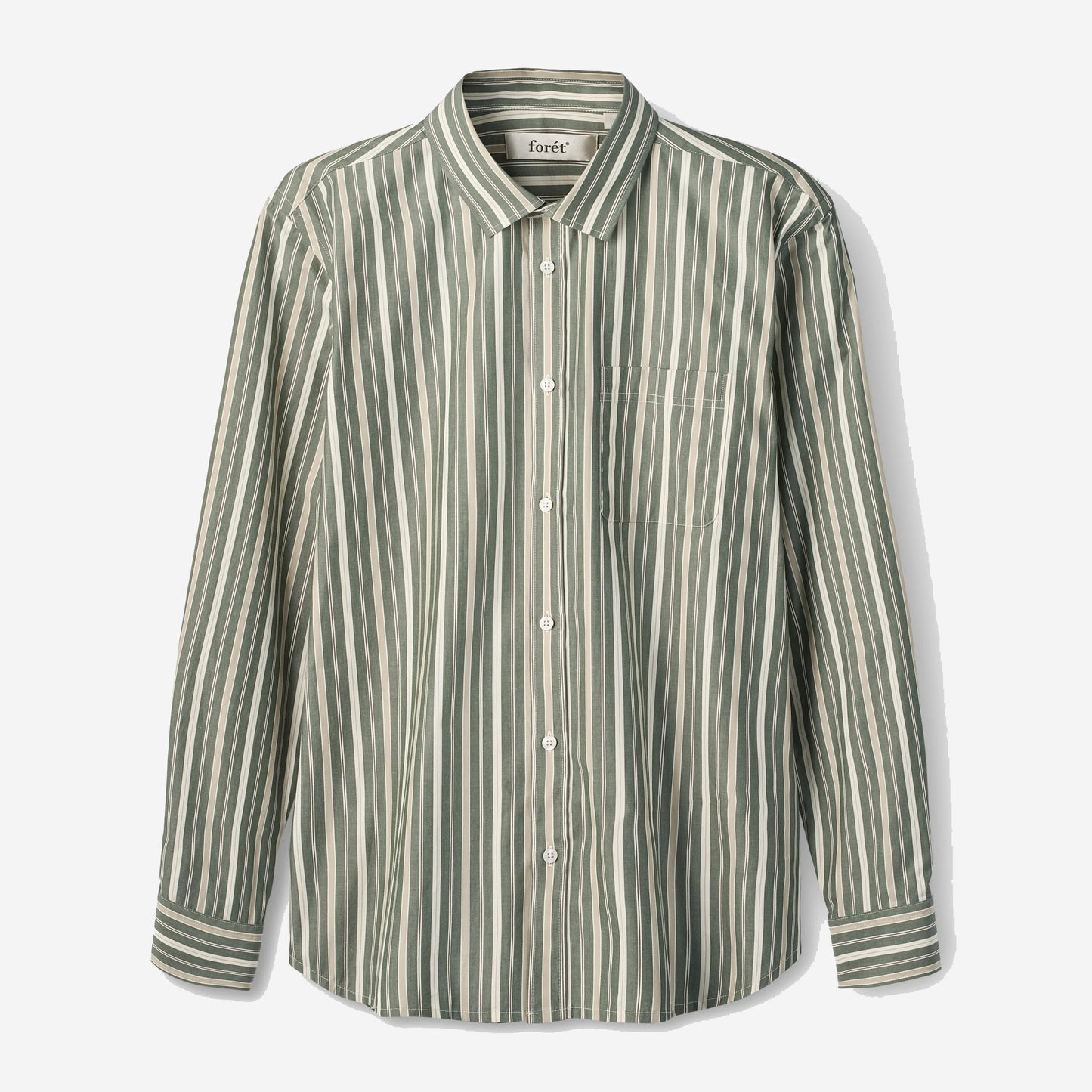 Maple Poplin Shirt - Dark Green Stripe