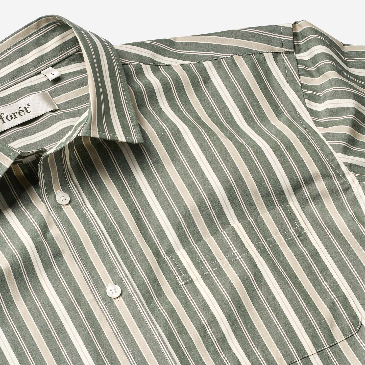 Maple Poplin Shirt - Dark Green Stripe
