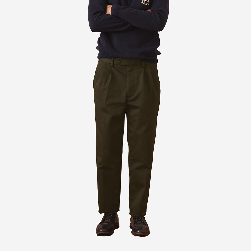Martin Two Pleat Twill Chino - Olive