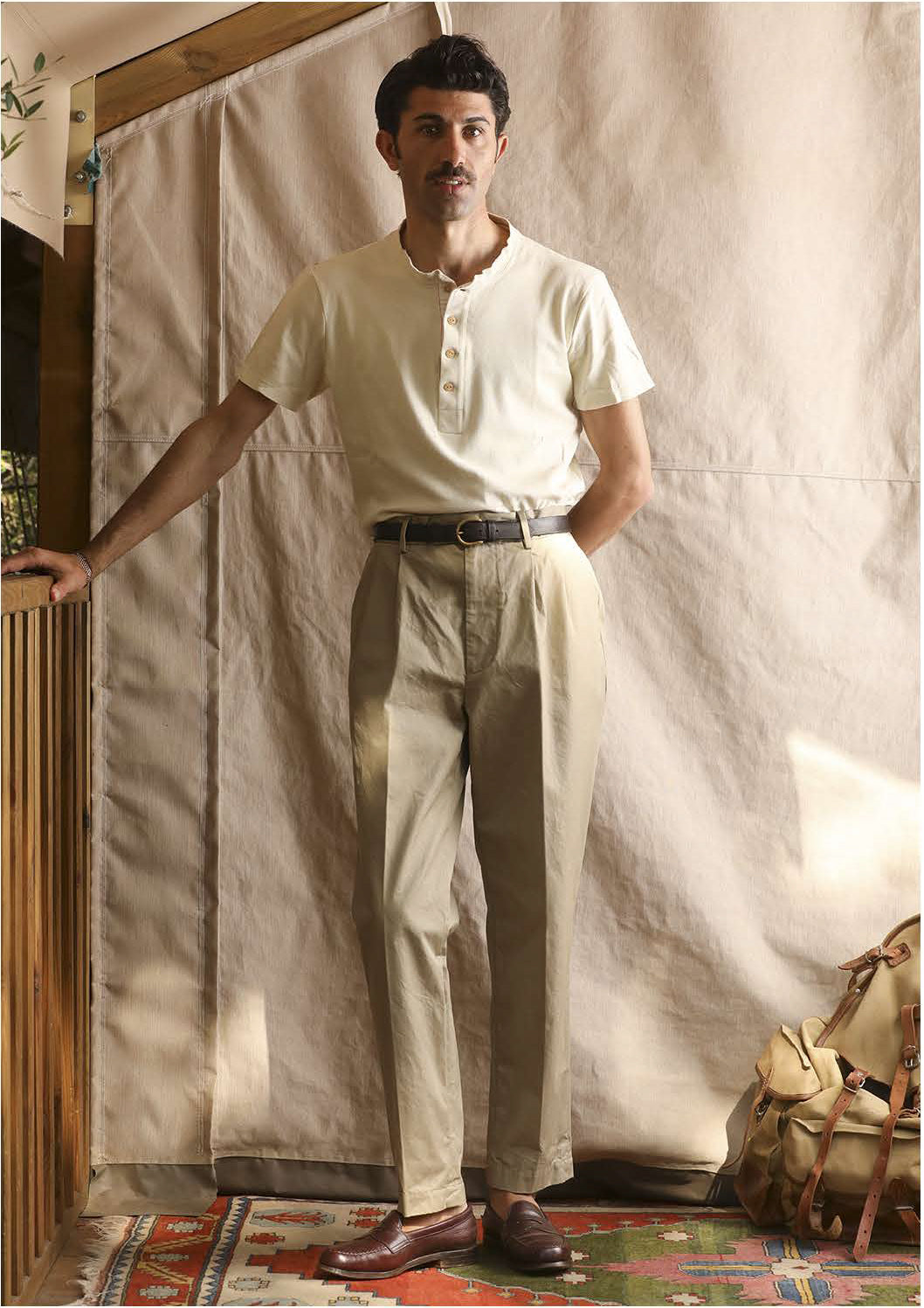 Martin Two Pleat Gabardine Pant - Off-White