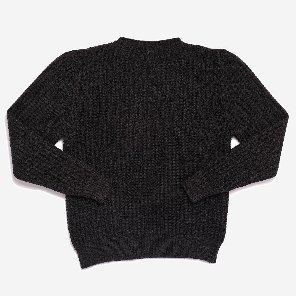 Merino Waffle Knit Sweater - Charcoal