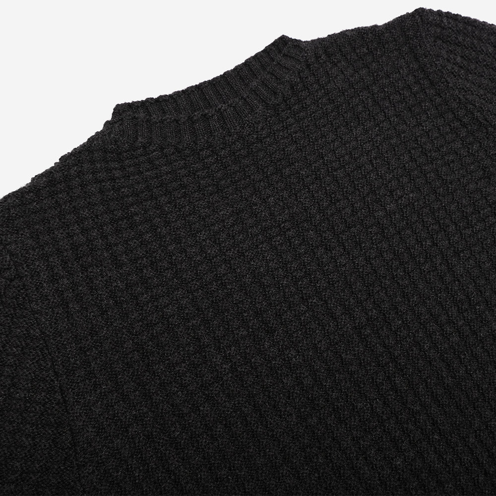 Merino Waffle Knit Sweater - Charcoal