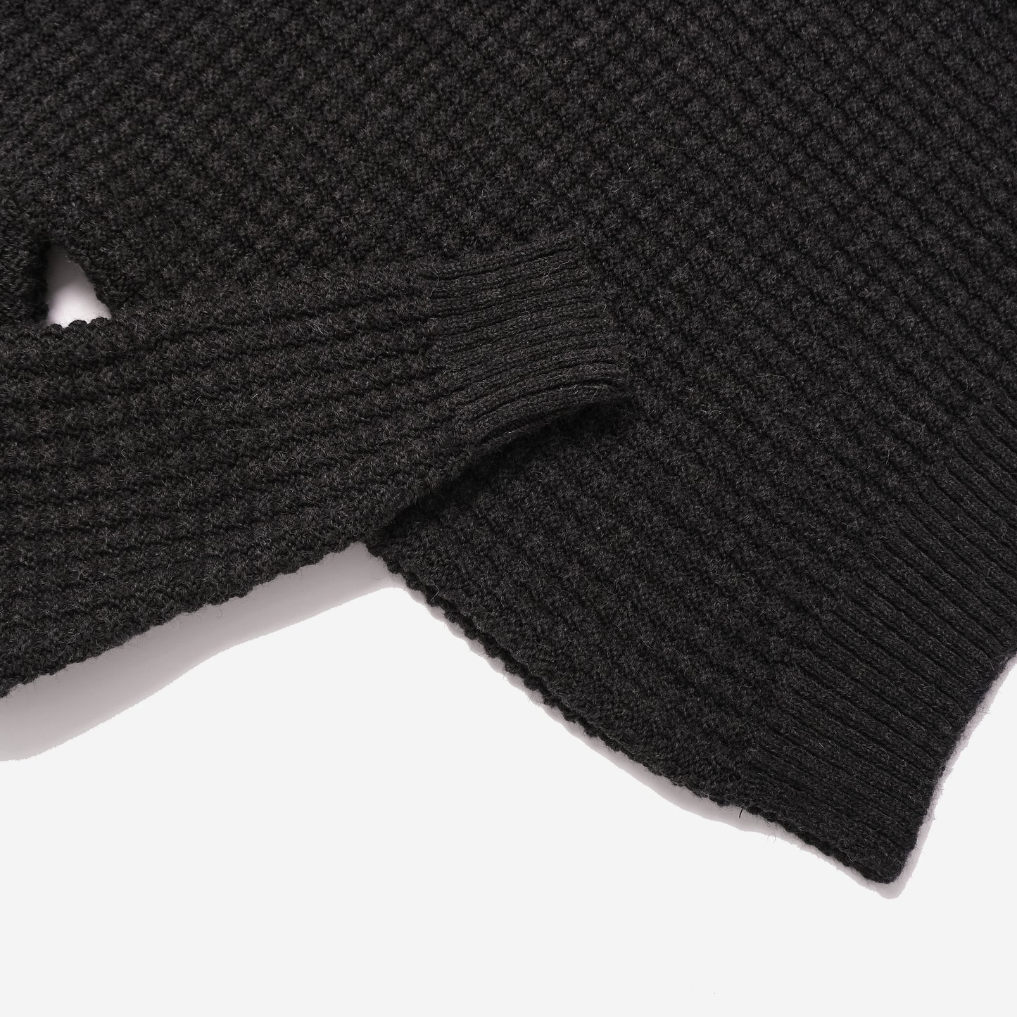 Merino Waffle Knit Sweater - Charcoal