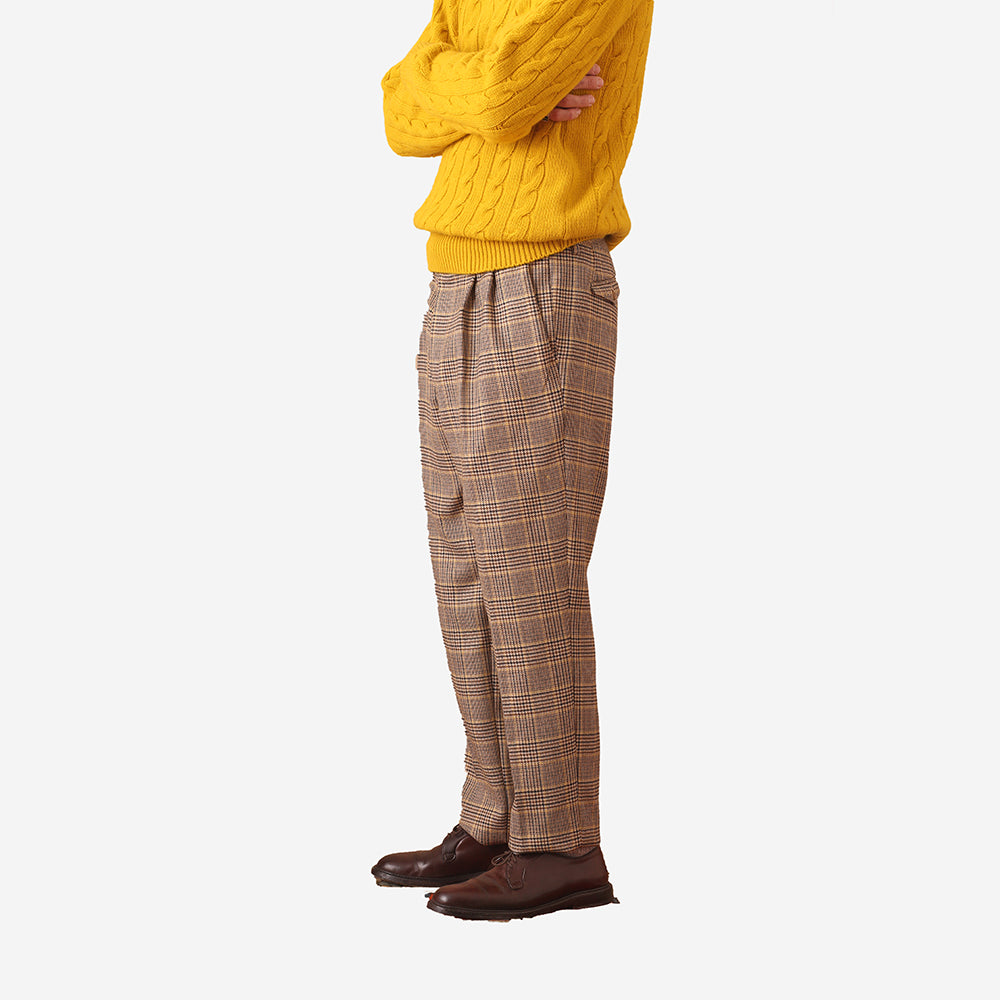 Martin Two Pleat Wool Chino - Brown Plaid