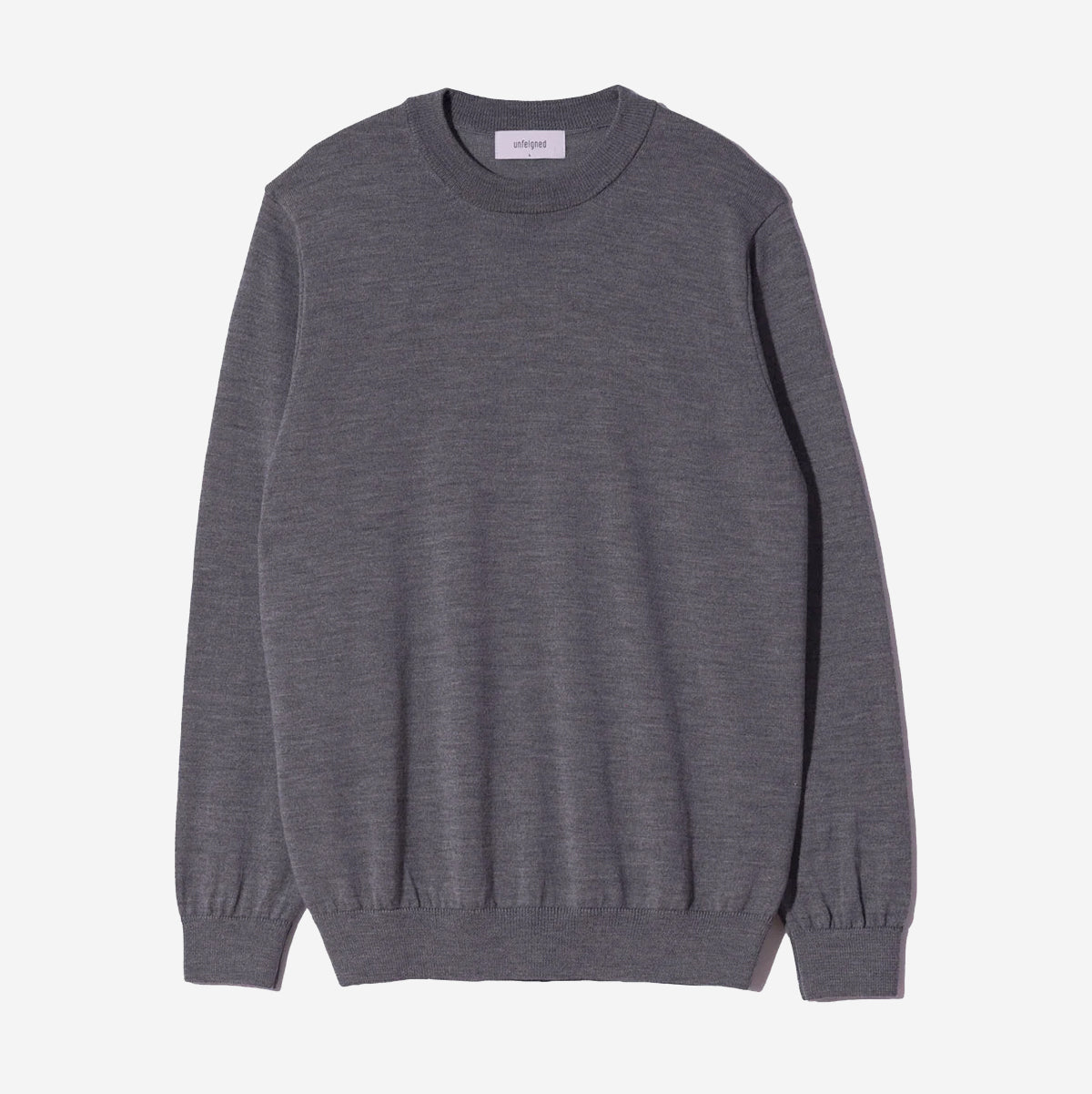 Merino Wool Knit Crewneck Sweater - Grey