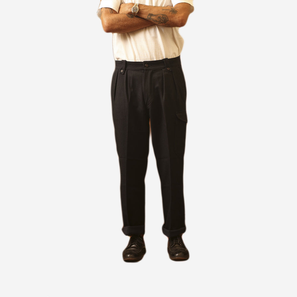 Mike Wool Army Cargo Pant - Navy