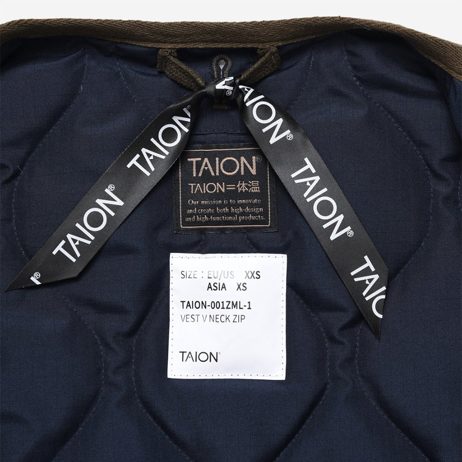 Military Zip V-Neck Down Vest - Dark Navy