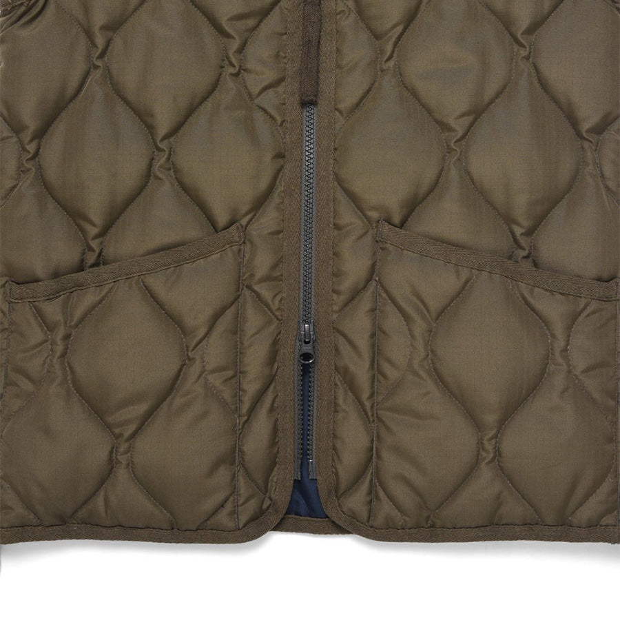 Military Zip V-Neck Down Vest - Dark Navy