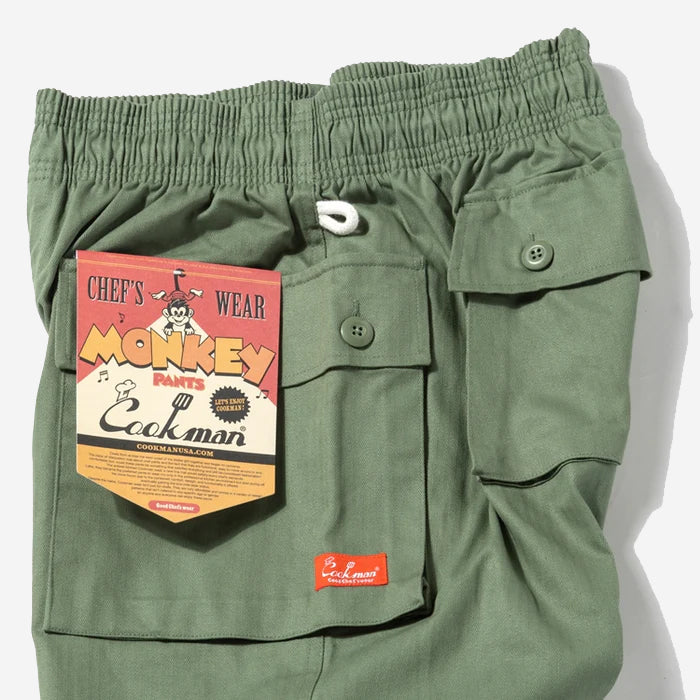 Monkey Loose Cargo Pants - Olive Herringbone