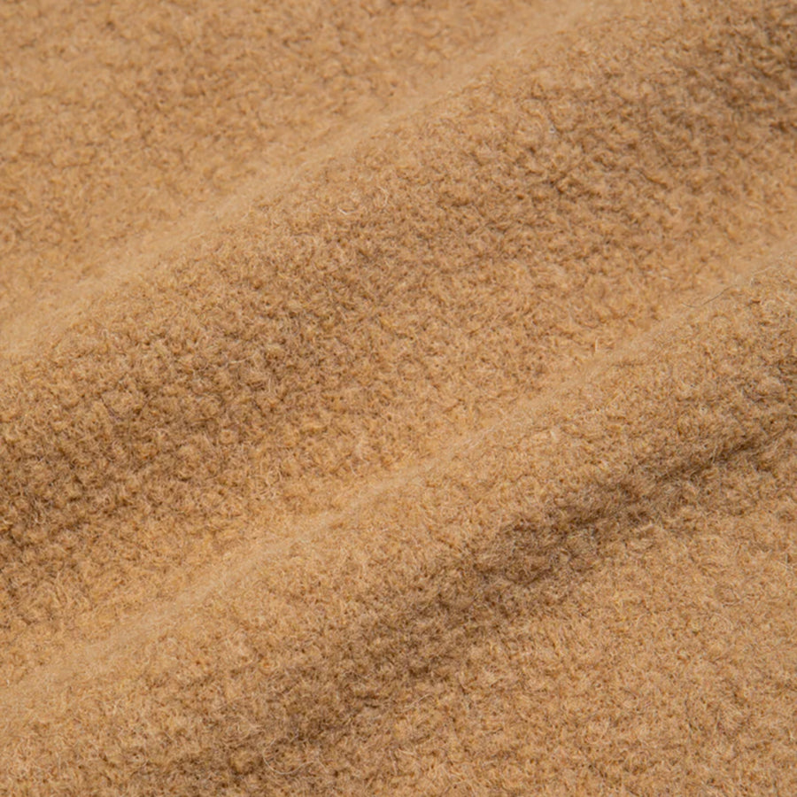 Neist Wool Fleece Collarless Cardigan - Camel
