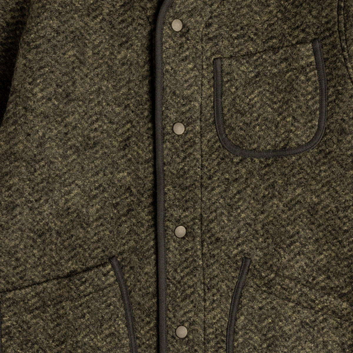 Neist Herringbone Wool Cardigan - Moss