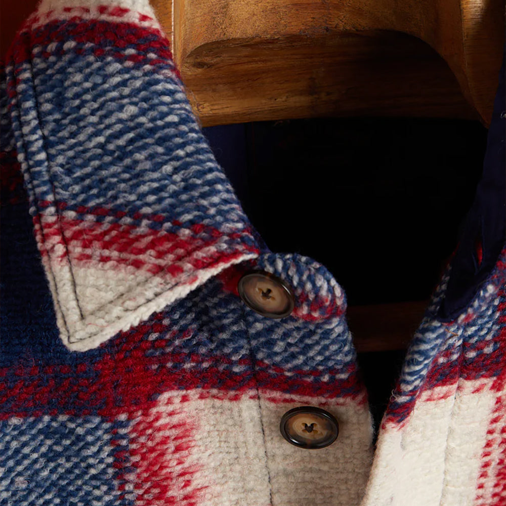 NYC Plaid Wool Overshirt - Navy/Red