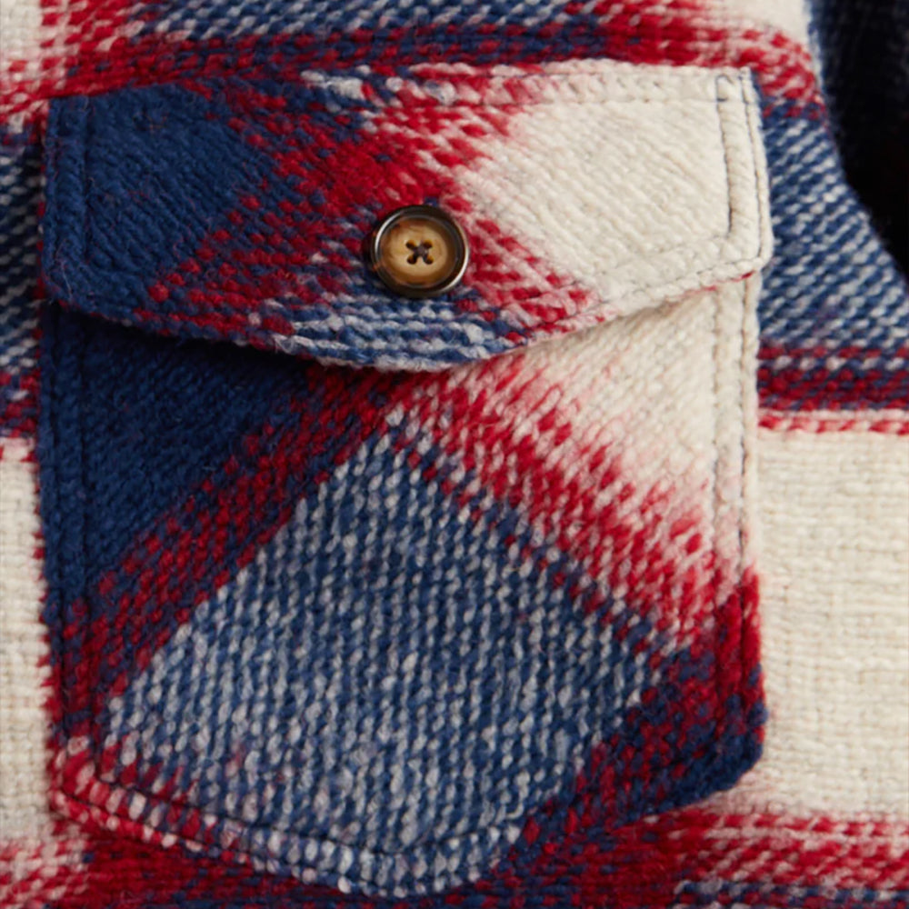 NYC Plaid Wool Overshirt - Navy/Red