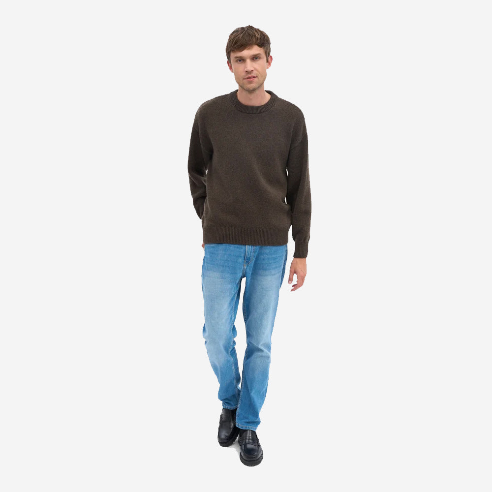 Oversized Merino Wool Crew - Coffee Brown
