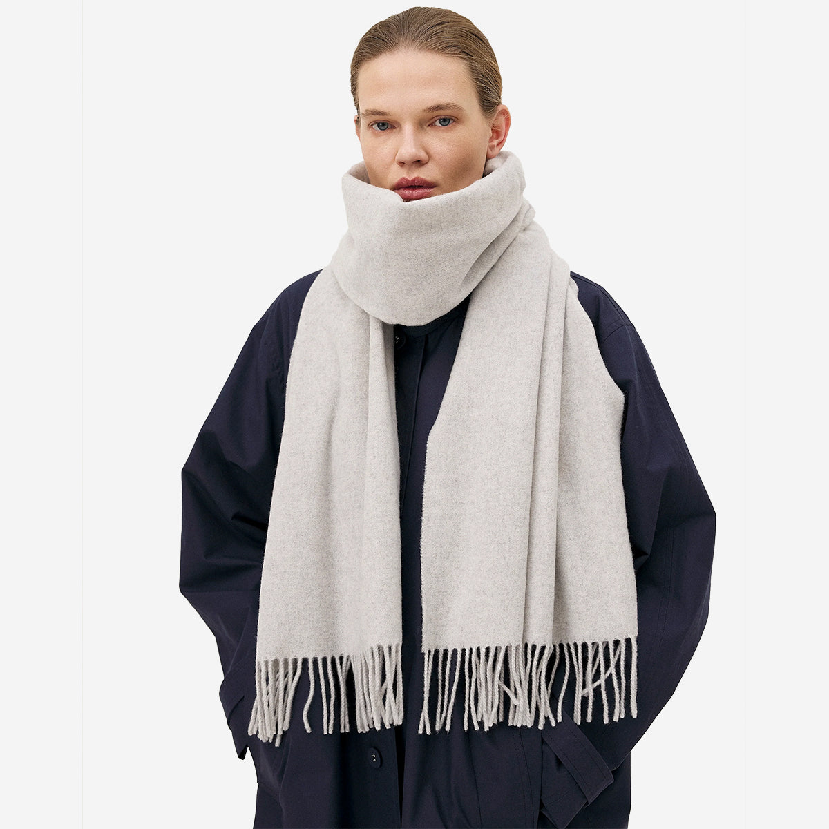 Odda Wool Cashmere Scarf - Light Grey