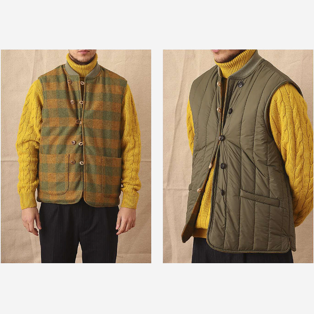 Oliver Wool/Nylon Reversible Vest – Check/Olive