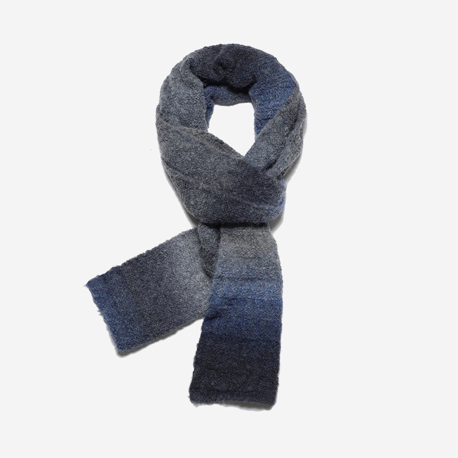 Ombre Wool-Poly Stripe Scarf - Meteorite Black/Multi