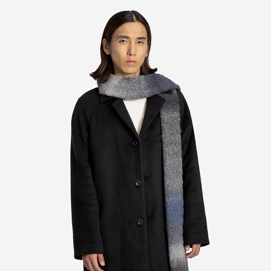 Ombre Wool-Poly Stripe Scarf - Meteorite Black/Multi