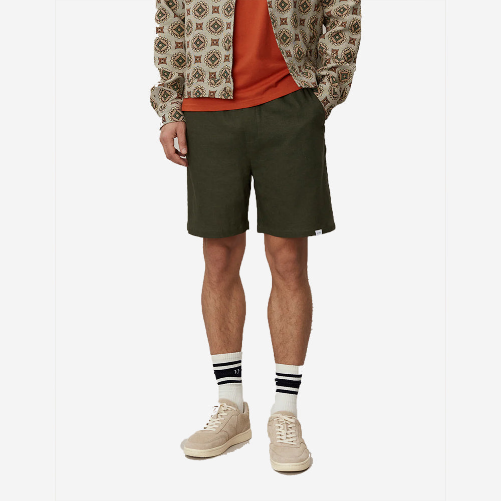 Otto Linen Easy Shorts - Forest Green