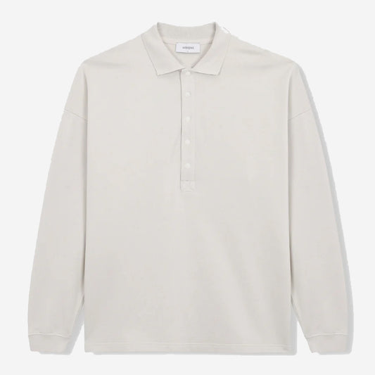 Oversized L/S Sweat Polo - Bone White
