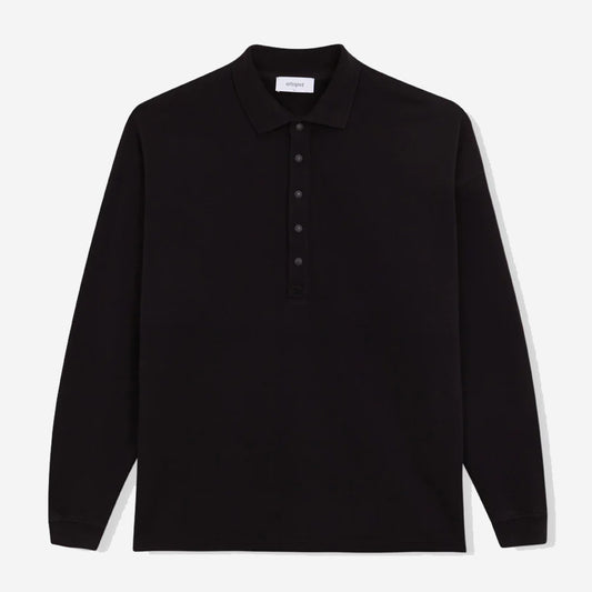 Oversized L/S Sweat Polo - Caviar Black
