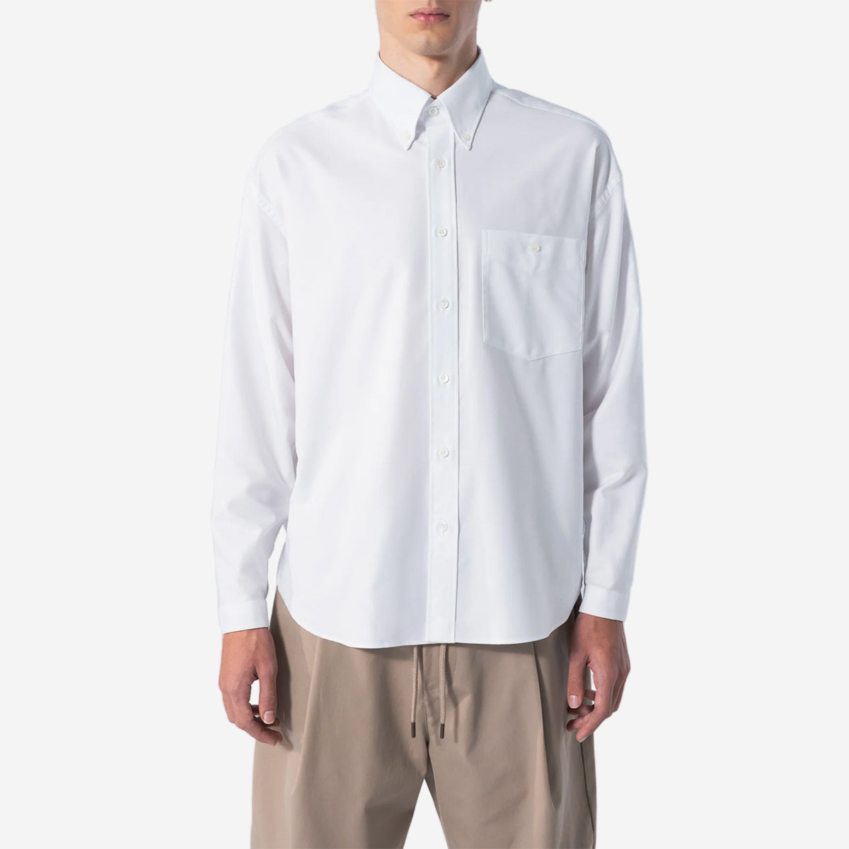 Oversized Washed Oxford Shirt - White