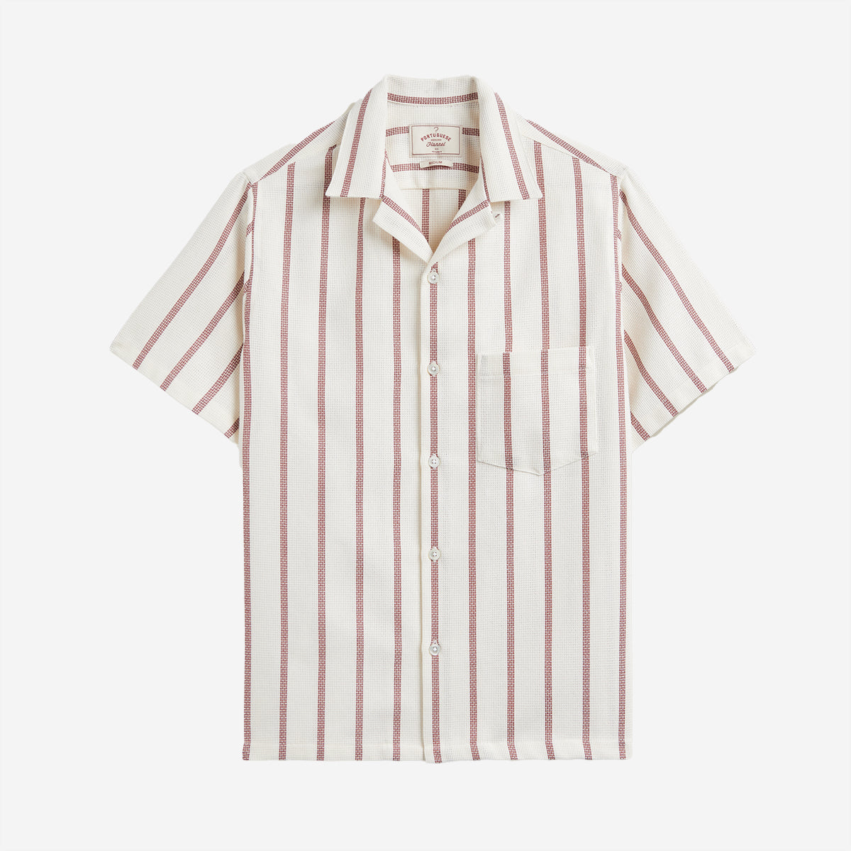 Portuguese Flannel - Piqué Stripe S/S Vacation Shirt - Bordeaux