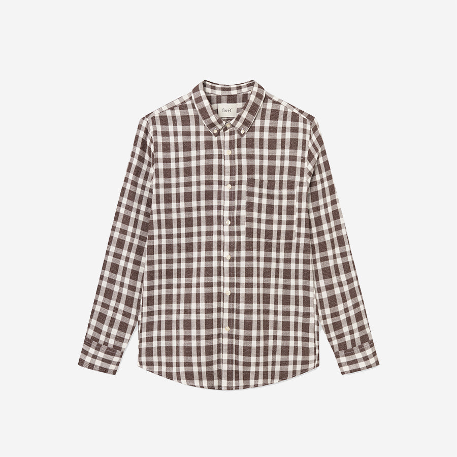 Drift Bouclé Check Shirt - Deep Brown