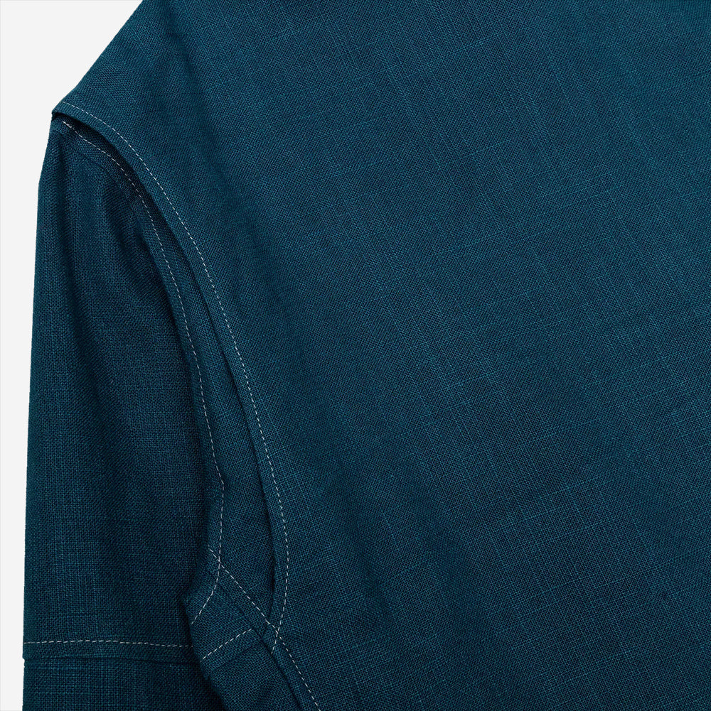 Pine Blouson Linen Jacket - Blue Enzyme