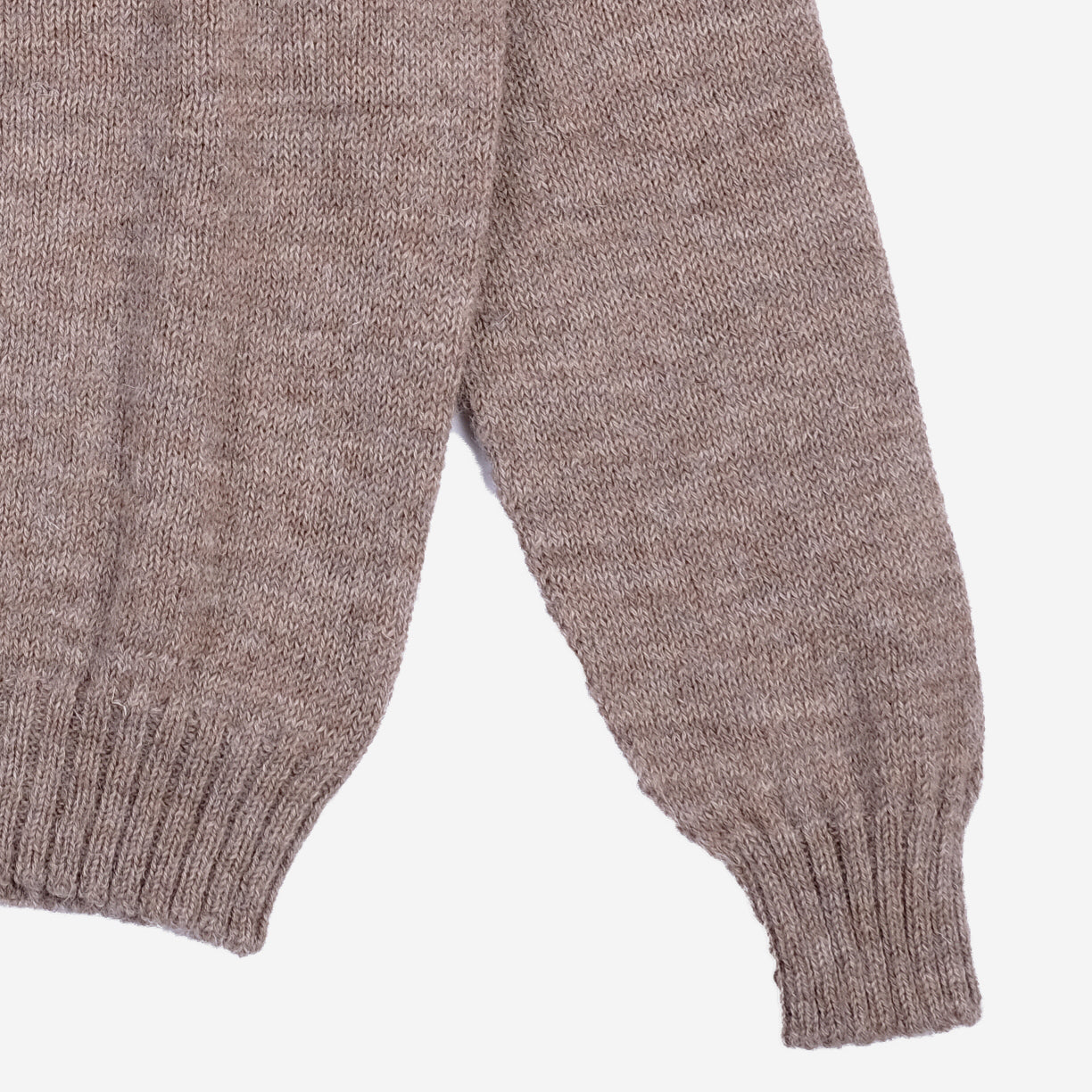 Pure Voe Shetland Wool Undyed Crew Sweater - Fawn