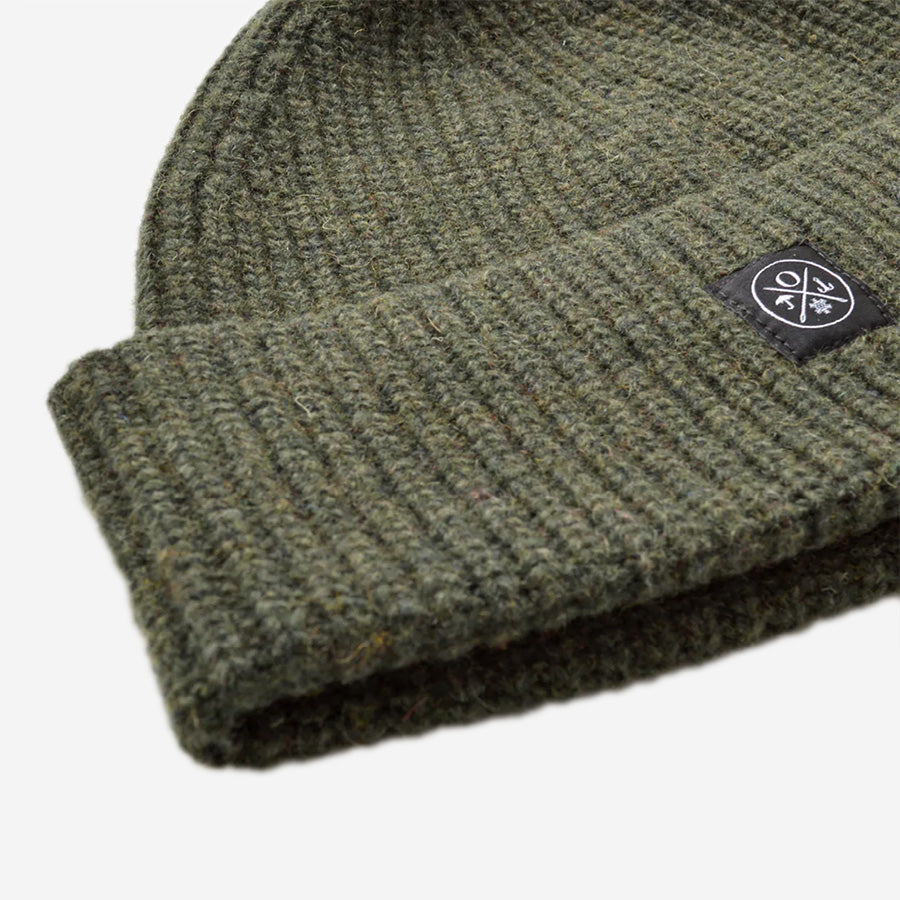 Recycled Wool Beanie Toque - Olive