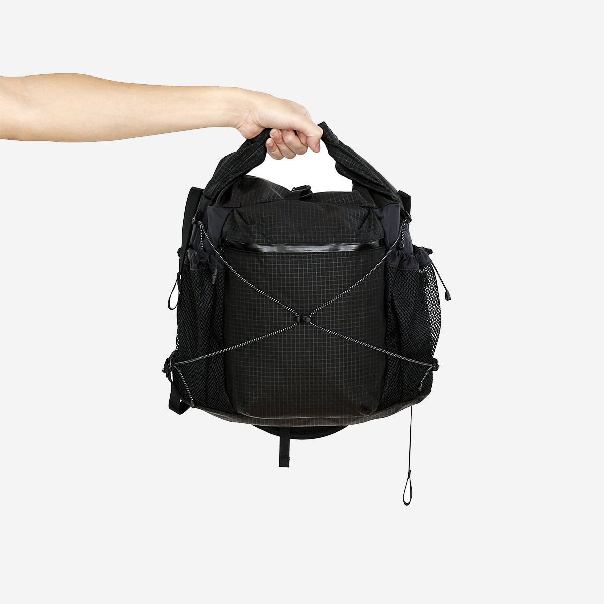 Rolltop Gird Cross Bag - Black