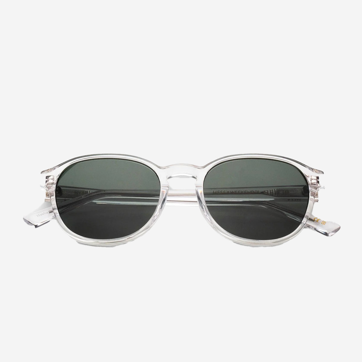 RYAN Round Sunglasses - Crystal/Gradient Green