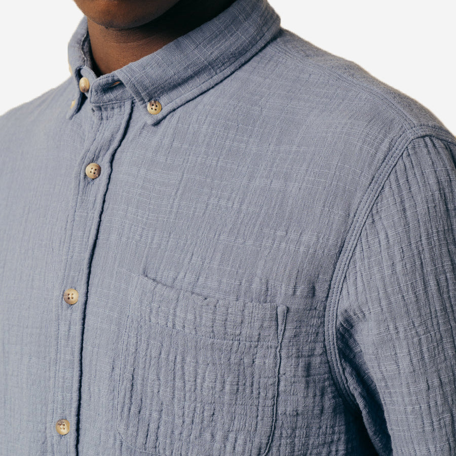 Raeburn Textured L/S Shirt - French Blue