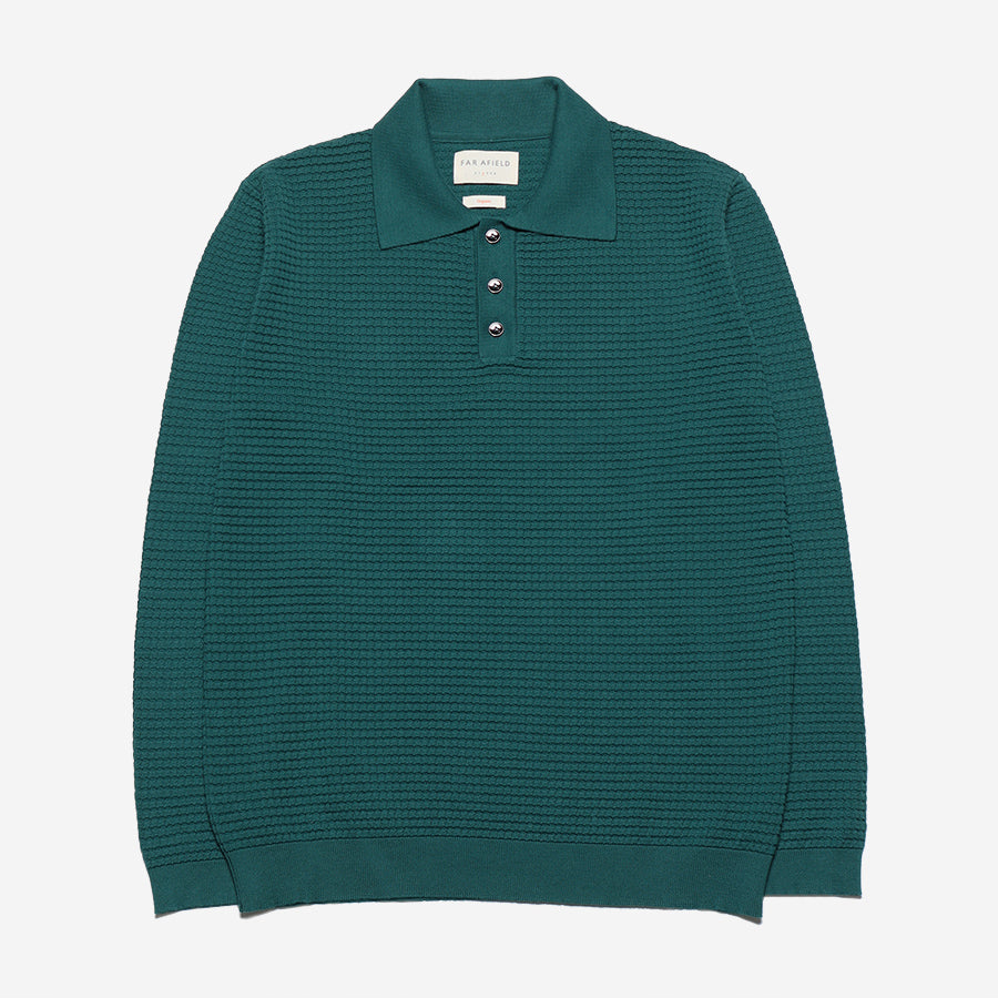 Renard Knitted L/S Polo - Deep Teal
