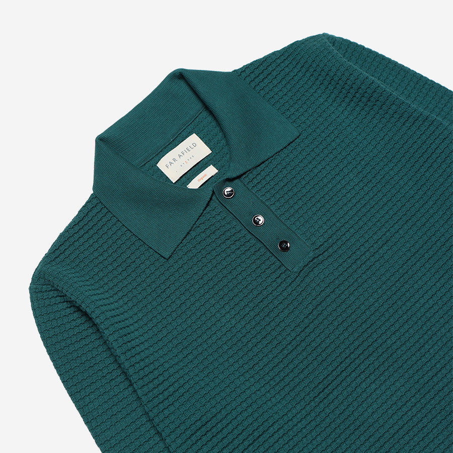 Renard Knitted L/S Polo - Deep Teal