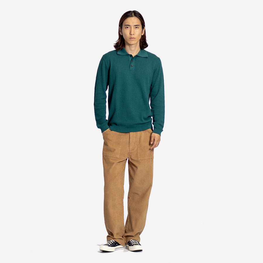 Renard Knitted L/S Polo - Deep Teal